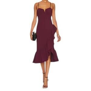 NEW NWT Likely Johnny Ruffled Tulip Midi Dress Burgundy Sweetheart Size 0